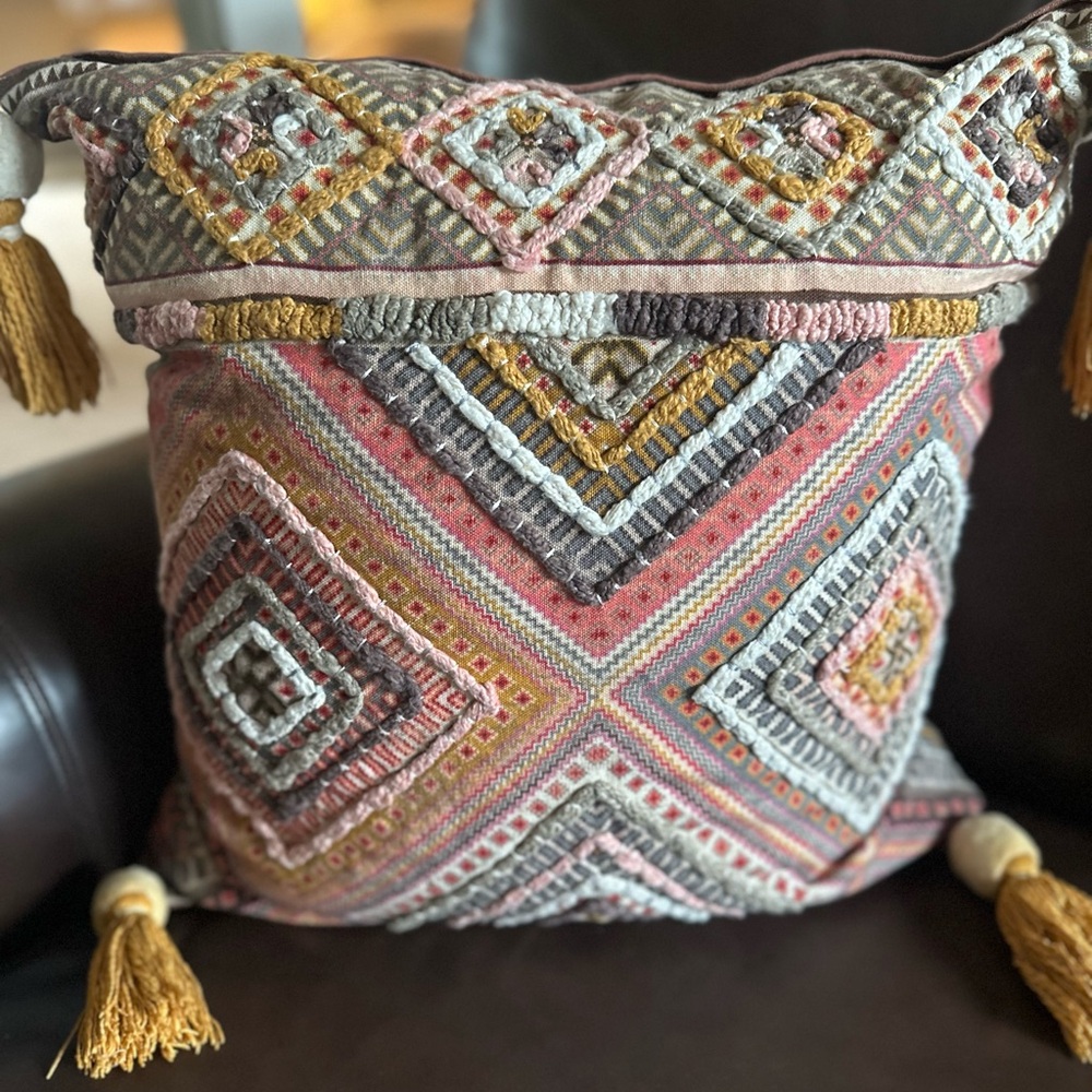 Magaschoni Pink and Gray Geometric Accent Pillow Cover